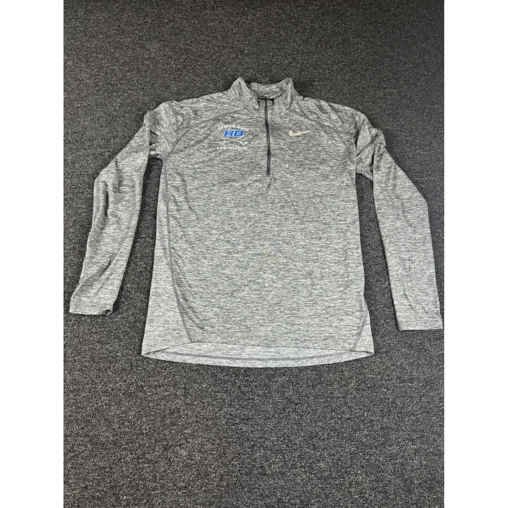 Nike Running Dri-FIT Mens Medium‎ Gray Heather 1/4 Zip Lacrosse Pullover Top